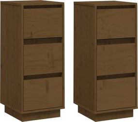 vidaXL 2 db mézbarna tömör fenyőfa tálalószekrény 32x34x75 cm