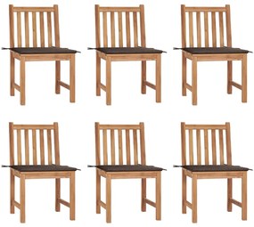 vidaXL 6 db tömör tíkfa kerti szék párnákkal