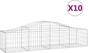 vidaXL 10 db íves horganyzott vas gabion kosár 200x50x40/60 cm