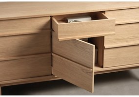 Natúr színű alacsony komód tölgyfa dekorral 75x140 cm Ponza – Unique Furniture