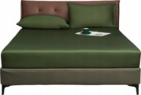 Luofanfei Szatén lepedő radírral 180x200 cm Sima Zöld 25-30cm