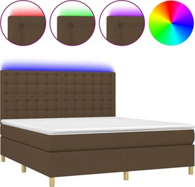 vidaXL barna szövet rugós és LED-es ágy matraccal 160x200 cm