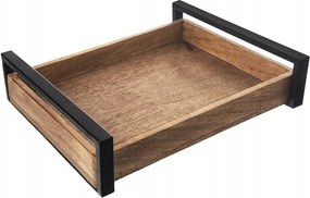 Fa Konyhai Tálaló Tálca Fém Fogantyúkkal 35,5X27