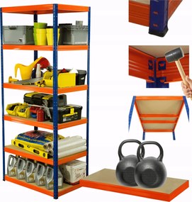 Műhelypolc fém állvány Helios 196x120x50cm 6Px275kg Erős Lengyel