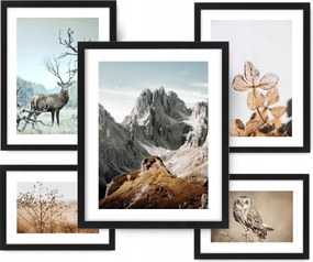 Hegyek Szarvas Bagoly 5 kép poszter, ikea keret #6