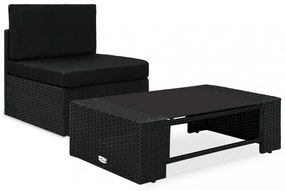 2 részes fekete polyrattan kerti ülőgarnitúra
