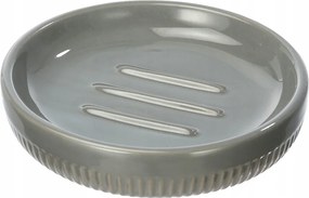 Kerámia Szappantartó Szürke Kerek Dombornyomott Mintás 3D Elegáns Szilárd