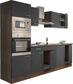 Yorki konyhabútor Yorki tölgy korpusszal, selyemfényű antracit fronttal 270 cm-es méretben