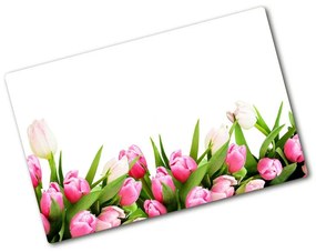 Üveg vágódeszka Rózsaszín tulipánok pl-ko-80x52-f-138798865