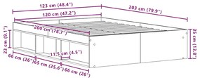 fekete tölgy színű szerelt fa ágykeret matrac nélkül 120x200 cm