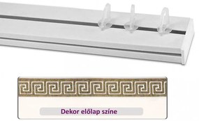 Fehér-arany görög mintás 45 mm-es előlapos egysoros műanyag mennyezeti sínes karnis 350 cm-es szett