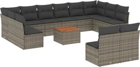 vidaXL 13 részes szürke polyrattan kerti ülőgarnitúra párnákkal