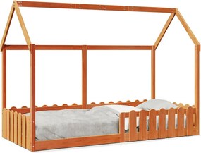 vidaXL viaszbarna tömör fenyőfa házikó gyerekágykeret 90 x 190 cm