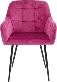 Sötét rózsaszín LOREN VELVET étkezőszék fekete lábakkal