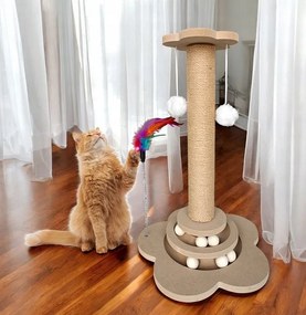 Készült macska kaparófa golyókkal LUNTRIS, magasság 43 cm