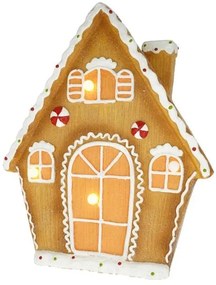 Kerámia nagy Mézeskalács ház LED-es glitteres karácsonyi figura dekoráció 41 cm