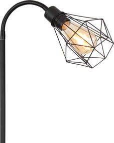 Globo 15351S Állólámpa fém fekete matt, fémhálós fekete matt, lábkapcsoló a kábelben, flexo, HxSzxM: 370x220x1750mm, kábelhossz 1800mm, nem tartozék: 1x E27 40W 230V