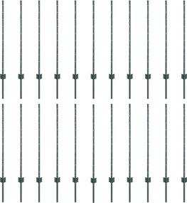 vidaXL Kerítésoszlop 22 pcs Zöld 140 cm Acél
