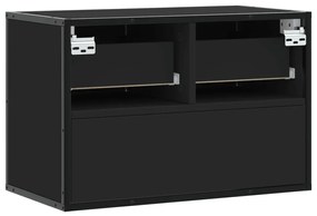 fekete szerelt fa és fém TV-szekrény 60 x 31 x 39,5 cm