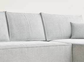 Világosszürke zsenília kinyitható-tárolóhelyes sarokkanapé (jobb oldali-heverő résszel) Maze – Maison de Rêve