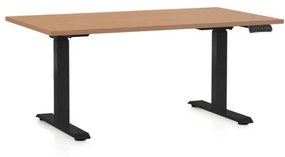 OfficeTech D állítható magasságú asztal, 120 x 80 cm, fekete alap, bükkfa