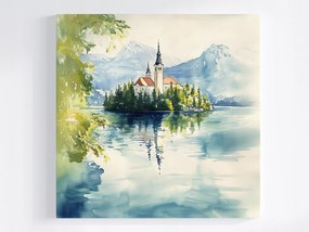 Vászonkép Canvas Tájkép Szlovénia Tó Hibás Templom Sziget 40x40