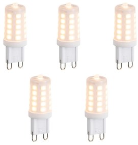 5 darabos G9 szabályozható LED izzó szett, opál, 3W 250 lm 2200K