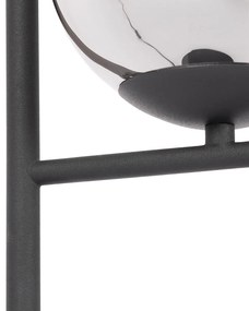 Art Deco asztali lámpa fekete és füstüveggel - Flore