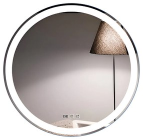 Viva AURA fürdőszoba tükör - érintőkapcsolós - páramenetesítős - órával - LED - KEREK - átmérő 60cm
