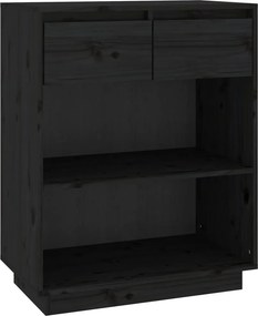 vidaXL fekete tömör fenyőfa tálalószekrény 60 x 34 x 75 cm