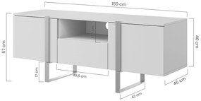 Verica 150 cm-es TV-szekrény nyitott polccal - kasmír / fekete lábak