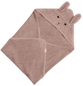 Rózsaszíes barna pamut kapucnis gyerek törölköző 75x75 cm Rabbit – Kindsgut