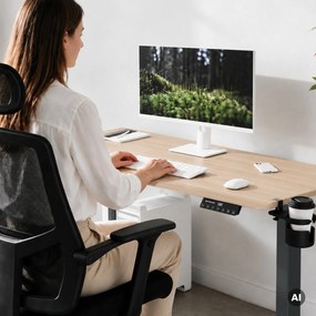 Elektromos íróasztal magasságállítással ergonomikus antracit/sonoma tölgy,1400x700 mm: ARIA