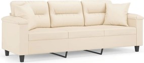 vidaXL 3 személyes bézs mikroszálas szövetkanapé párnákkal 180 cm
