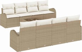 vidaXL Kerti Kanapé Szett Bézs 55 x 55 x 37 cm polirattan