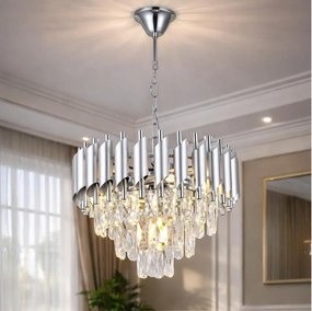 Brilagi - Láncos csillár ECLIPSE 5xE14/10W/230V átm. 38 cm ezüstszínű