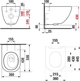 Falra szerelhető WC + MIO WC-ülőke + DUAL nyomólap + falba építhető modul + alátét