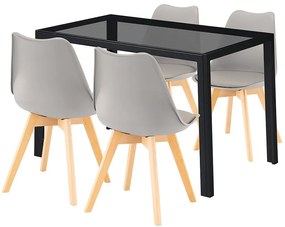 Treva 4+1 étkező garnitúra fekete-szürke