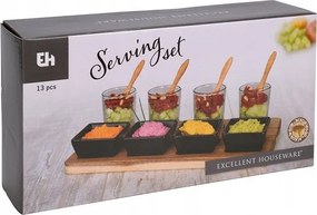 Uzsonnás tálak fekete dekoratív tálaló szett