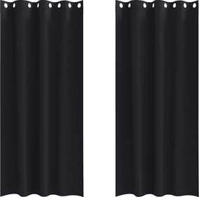vidaXL Fekete Függöny Gyűrűkkel 2 pcs Fekete 245 x 140 cm Poliészter