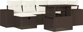 vidaXL 7 részes barna polyrattan kerti ülőgarnitúra párnákkal