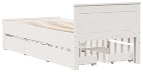 fehér tömör fenyőfa fejtámlás ágykeret matrac nélkül 90x190 cm