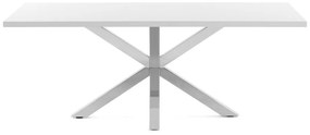 Arya fehér étkezőasztal rozsdamentes acél lábakkal, 160 x 100 cm - Kave Home