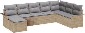 vidaXL Kerti Kanapé Szett párnával 8 pcs Bézs polirattan