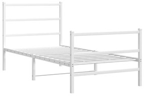 fehér fém ágykeret fej- és lábtámlával 90 x 200 cm