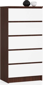 Komód szekrény K60 5 fiókos wenge-fehér Akd