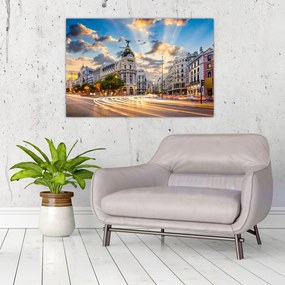 Kép - Calle Gran Vía, Madrid, Spanyolország (90x60 cm)