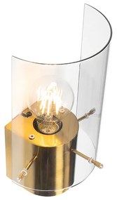 Vintage fali lámpa sárgarézzel és füstüveggel - Vidra