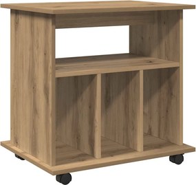 vidaXL kézműves tölgy színű szerelt fa kerekes szekrény 60 x 45 x 60cm
