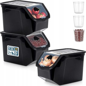 3x Zöldség Tartály Gyümölcs hagyma burgonya fokhagyma eledel por nagy XL